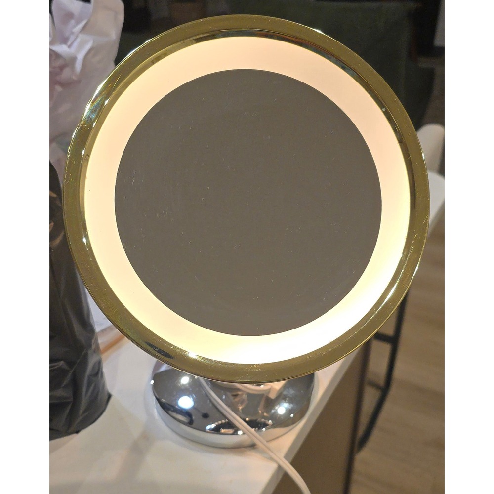 Jerdon Lighted Vanity Mirror Chrome Gold Tabletop Makeup Mirror J995CG
